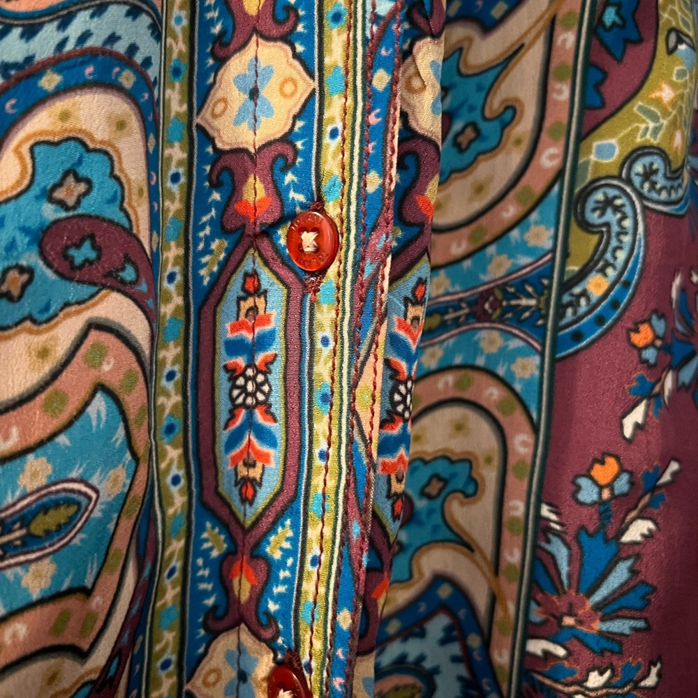 Vintage Paisley Button-Up Shirt Tolani medium - Picture 4 of 6